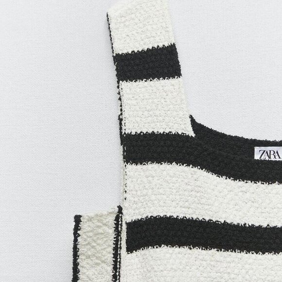 Zara Black and White Stripped Mini Dress - Picture 2 of 5